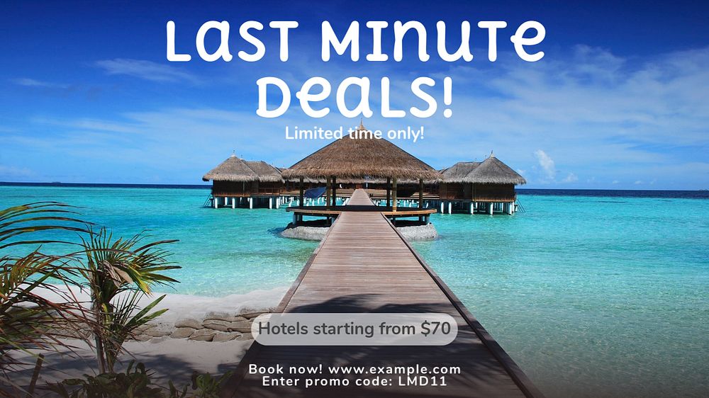 Hotel deals  blog banner template, editable text