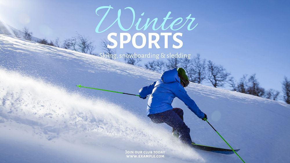 Winter sports  blog banner template, editable text