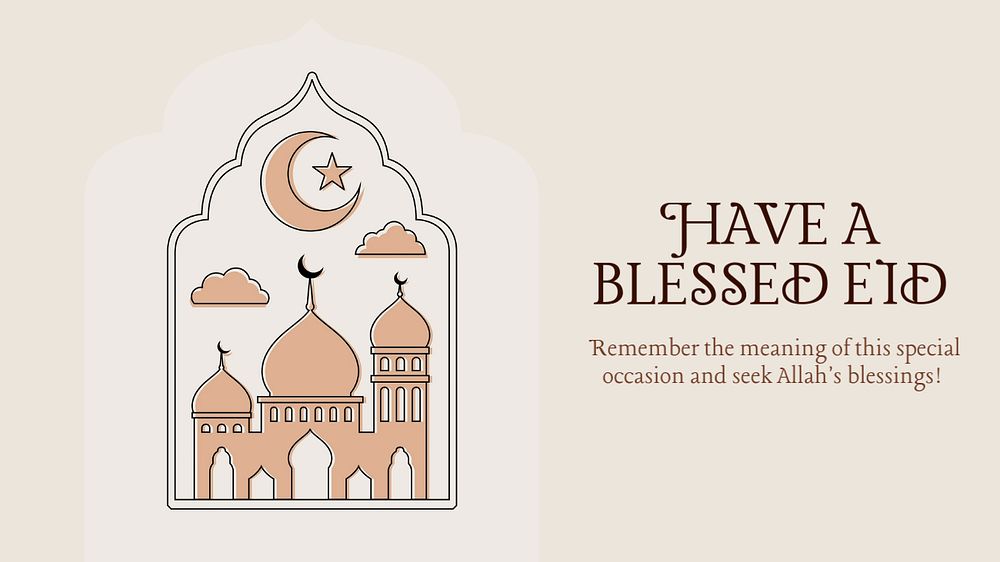 Eid Mubarak  blog banner template, editable text