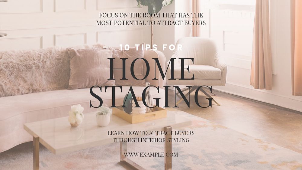 Home staging  blog banner template, editable text