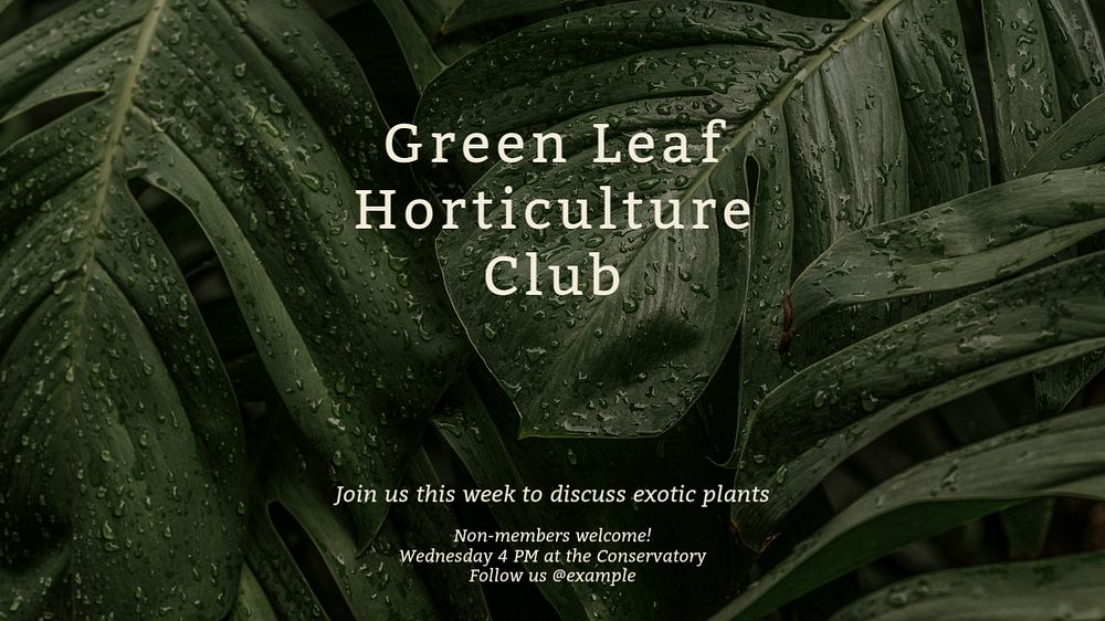 Green leaf club blog banner template, editable text