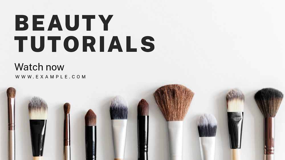 Beauty tutorials  blog banner template, editable text