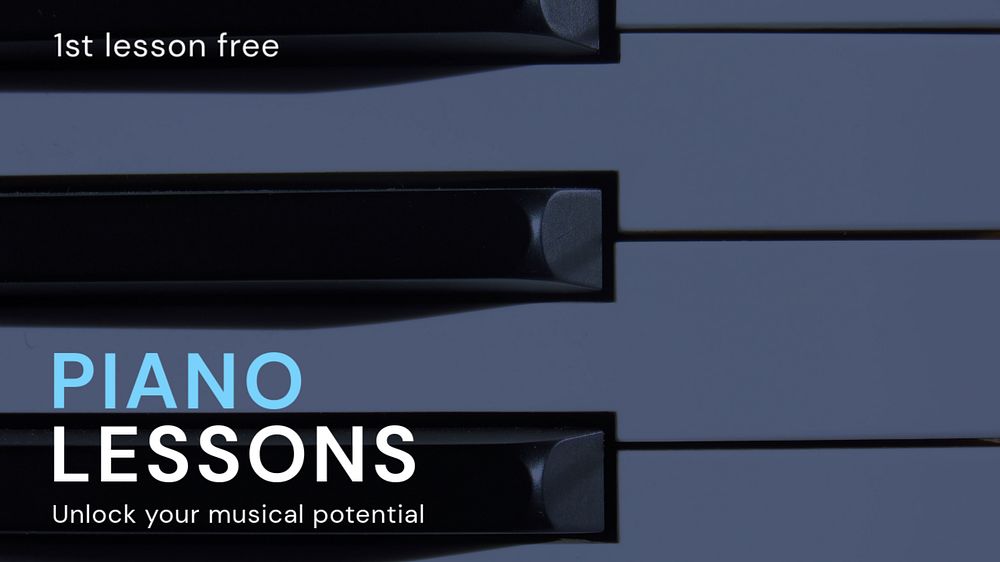 Piano lessons blog banner template, editable text