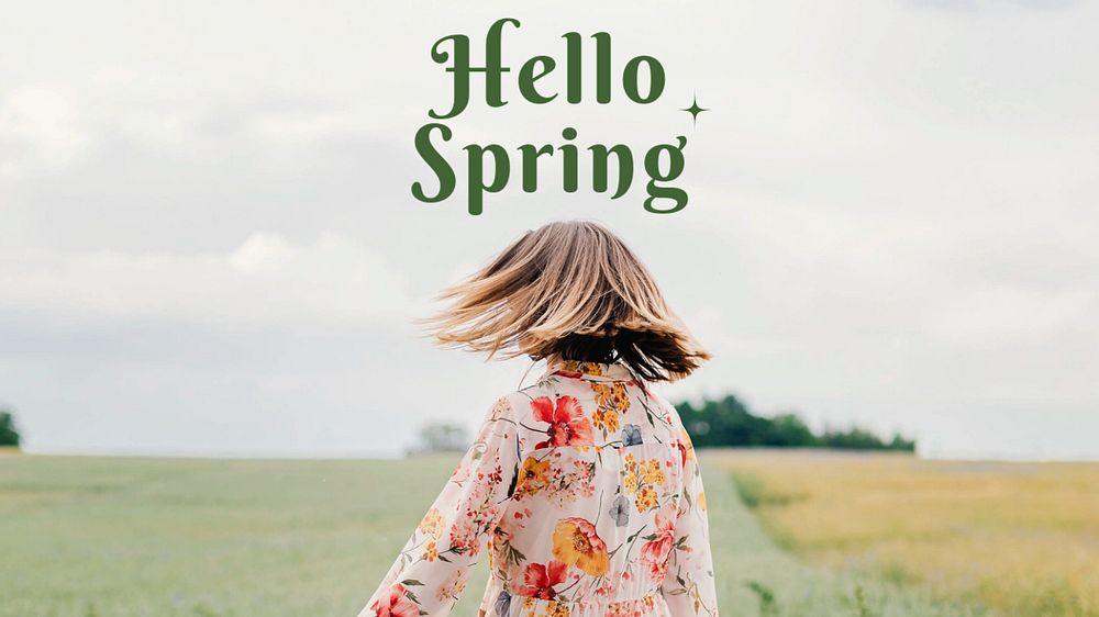 Hello Spring blog banner template, editable text