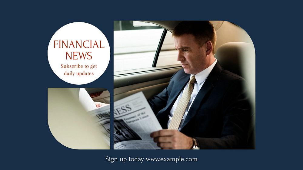 Financial news blog banner template, editable text