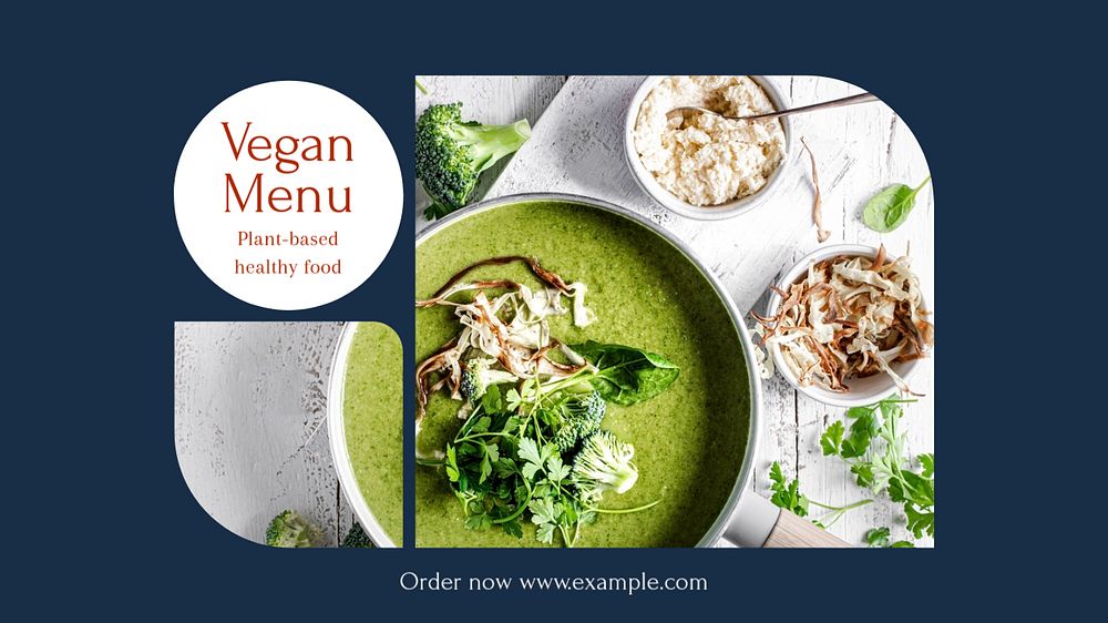 Vegan menu blog banner template, editable text