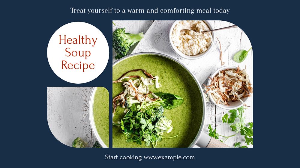 Healthy soup recipe blog banner template, editable text