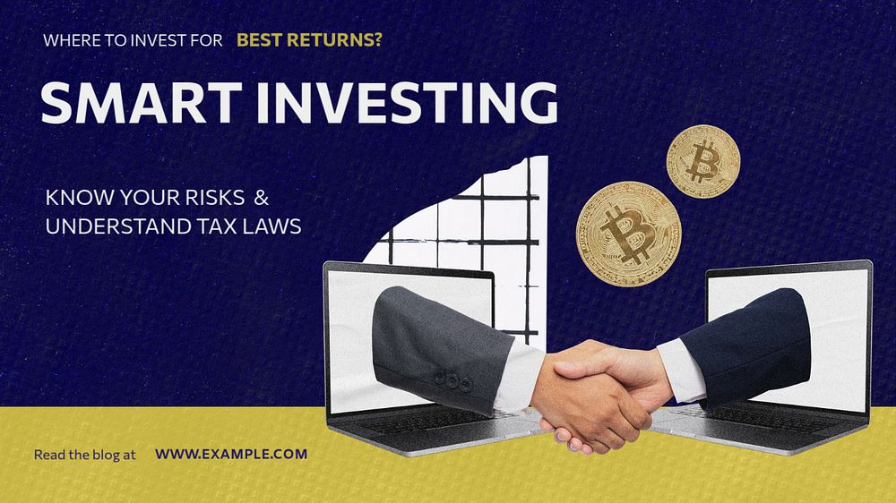 Smart investing blog banner template, editable text