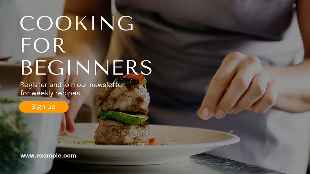 Cooking for beginners  blog banner template, editable text