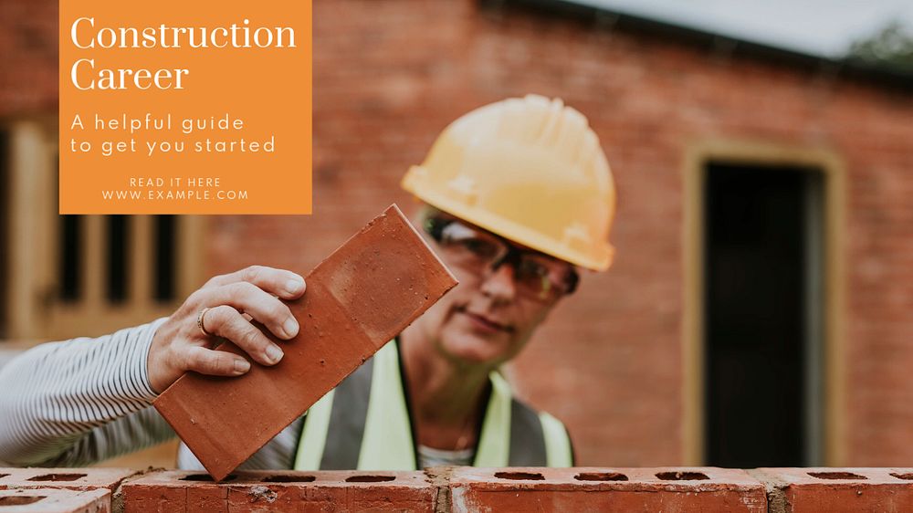 Construction career  blog banner template, editable text