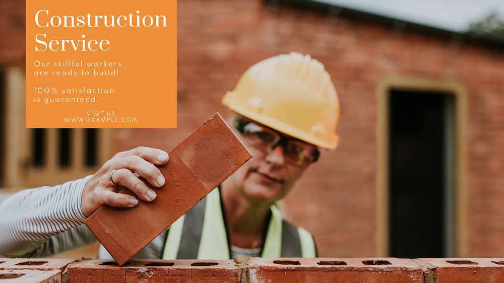 Construction service  blog banner template, editable text