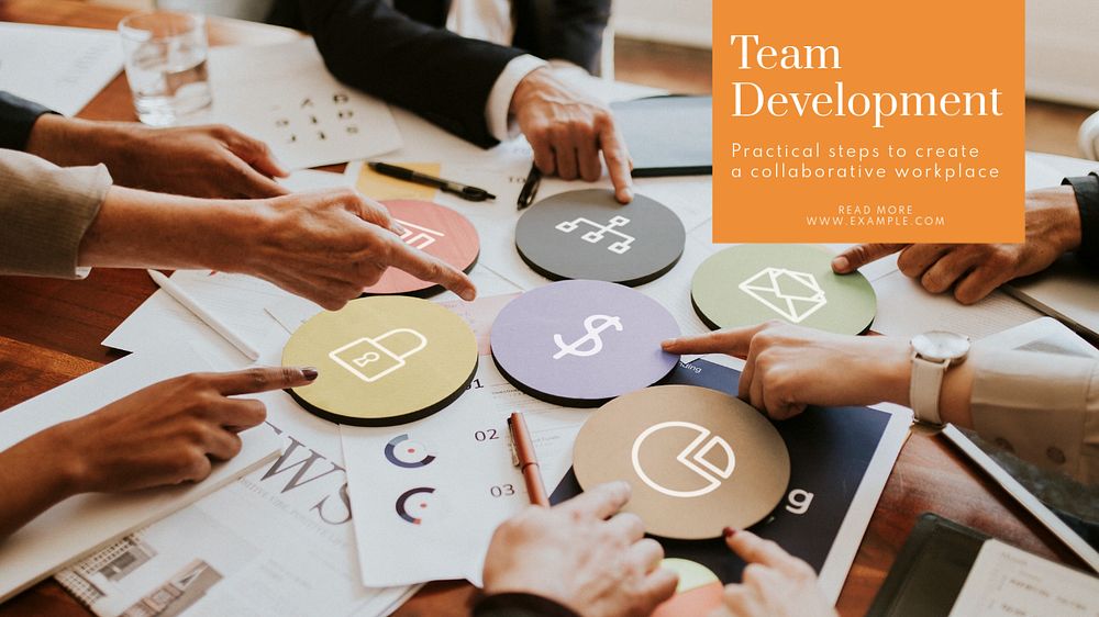 Team development  blog banner template, editable text