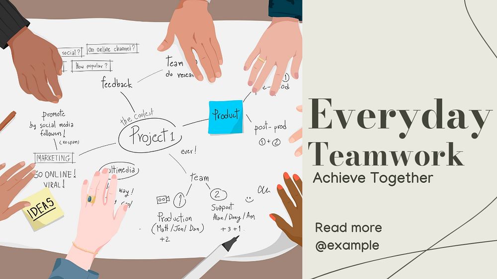 Teamwork  blog banner template, editable text