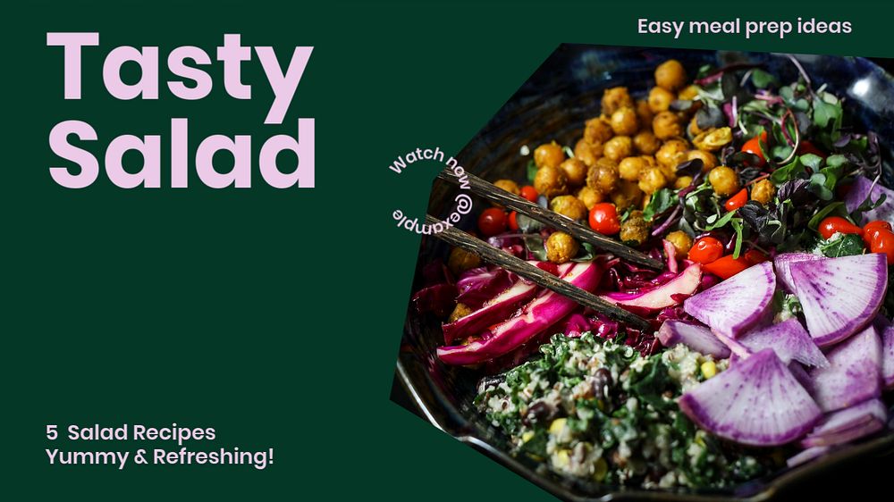 Salad prep  blog banner template, editable text