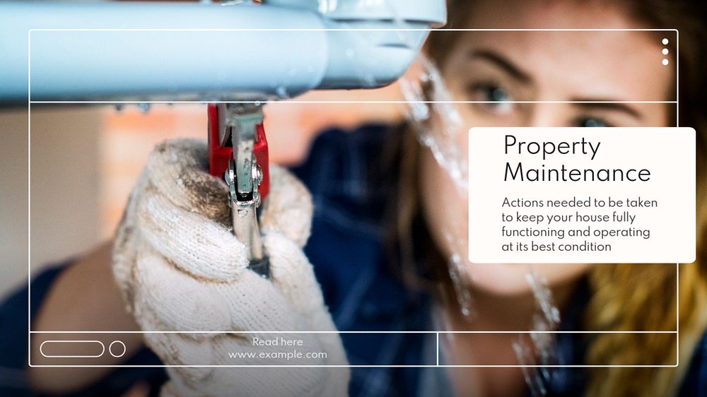 Property maintenance  blog banner template, editable text