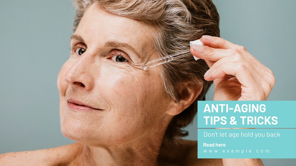 Anti-aging tips  blog banner template, editable text