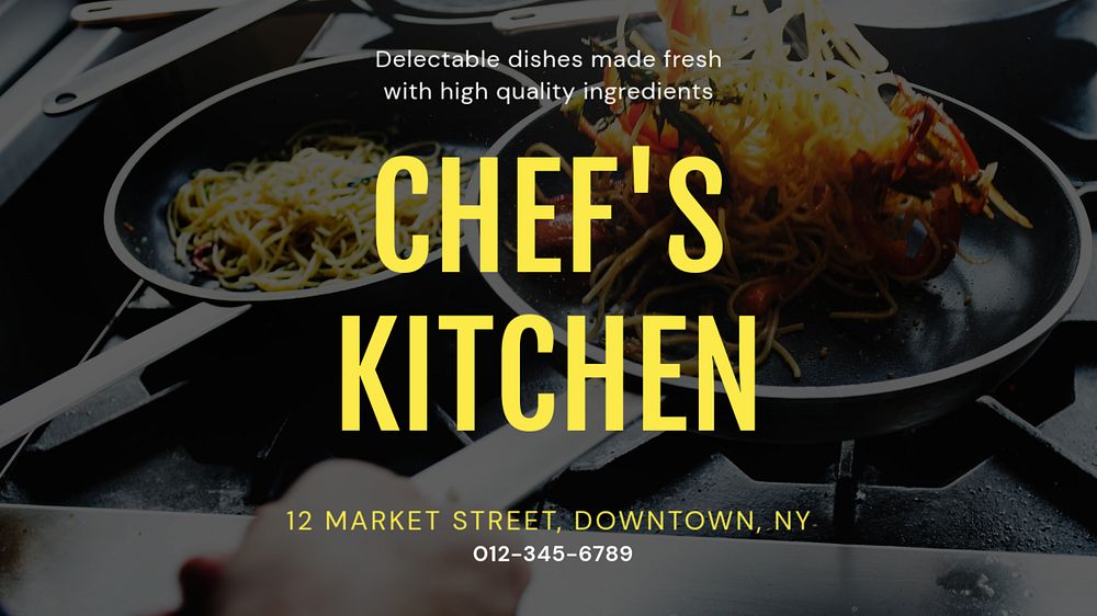 Chef's kitchen  blog banner template, editable text