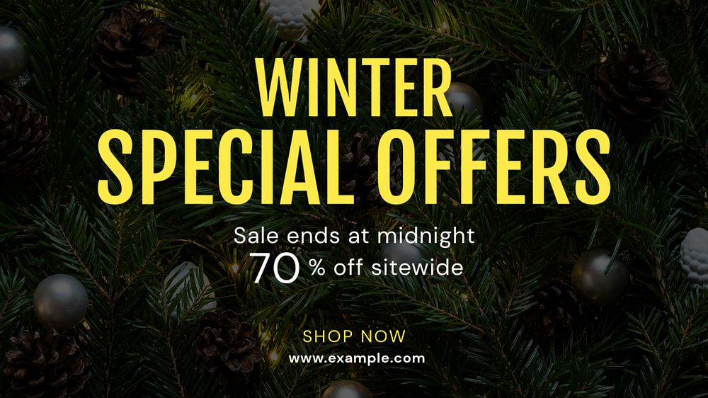 Winter sale blog banner template, editable text