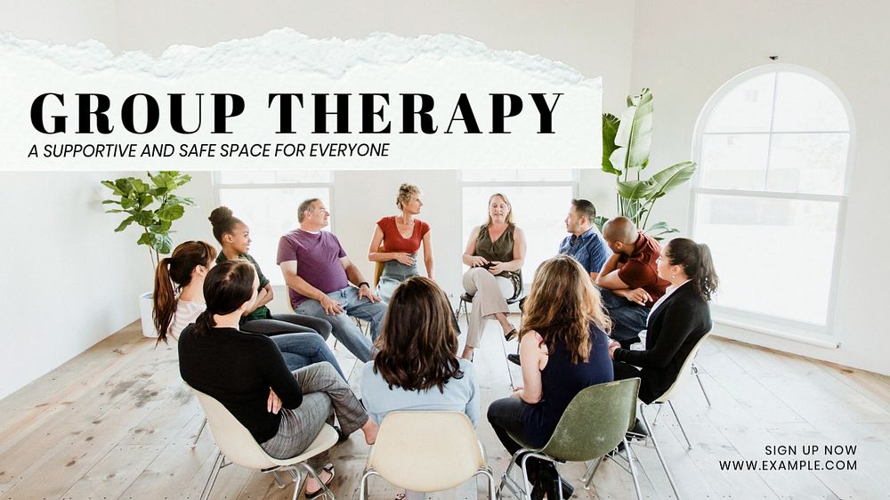 Group therapy  blog banner template, editable text