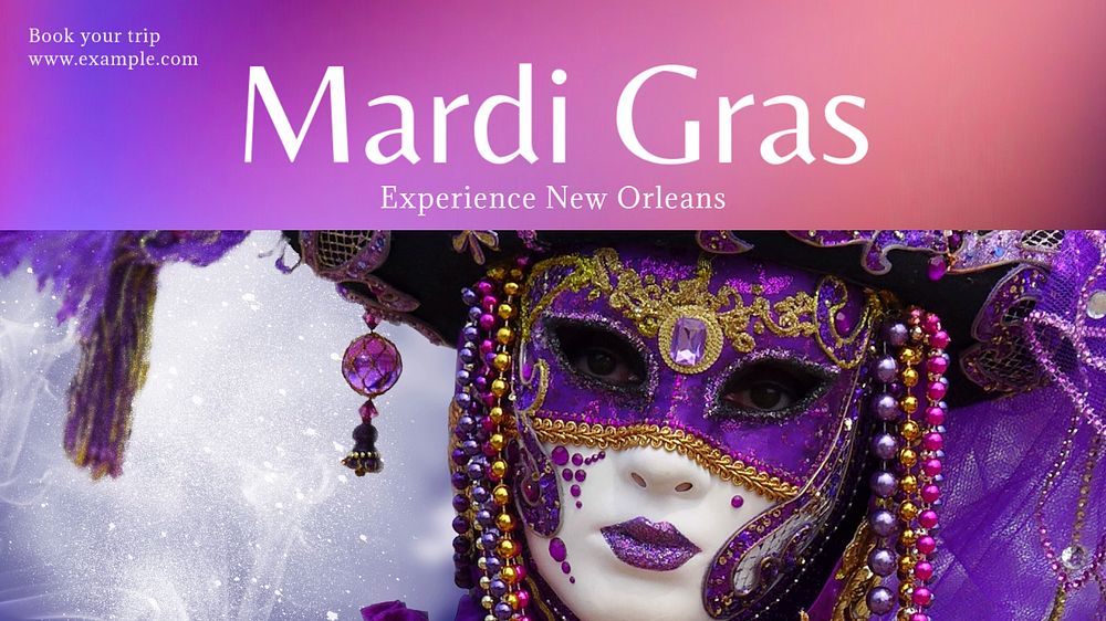 Mardi Gras  blog banner template, editable text