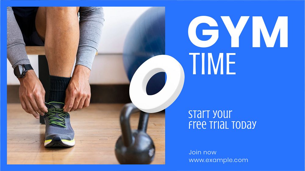 Gym time  blog banner template, editable text