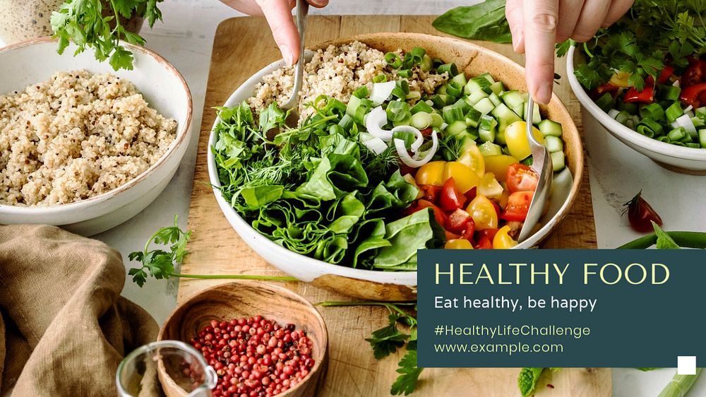 Healthy food  blog banner template, editable text