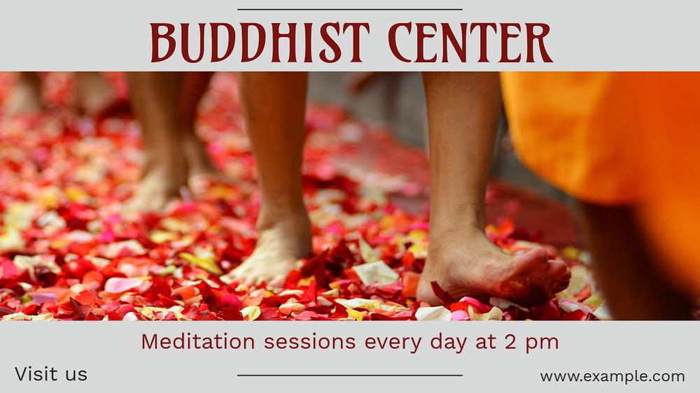 Buddhist center  blog banner template, editable text