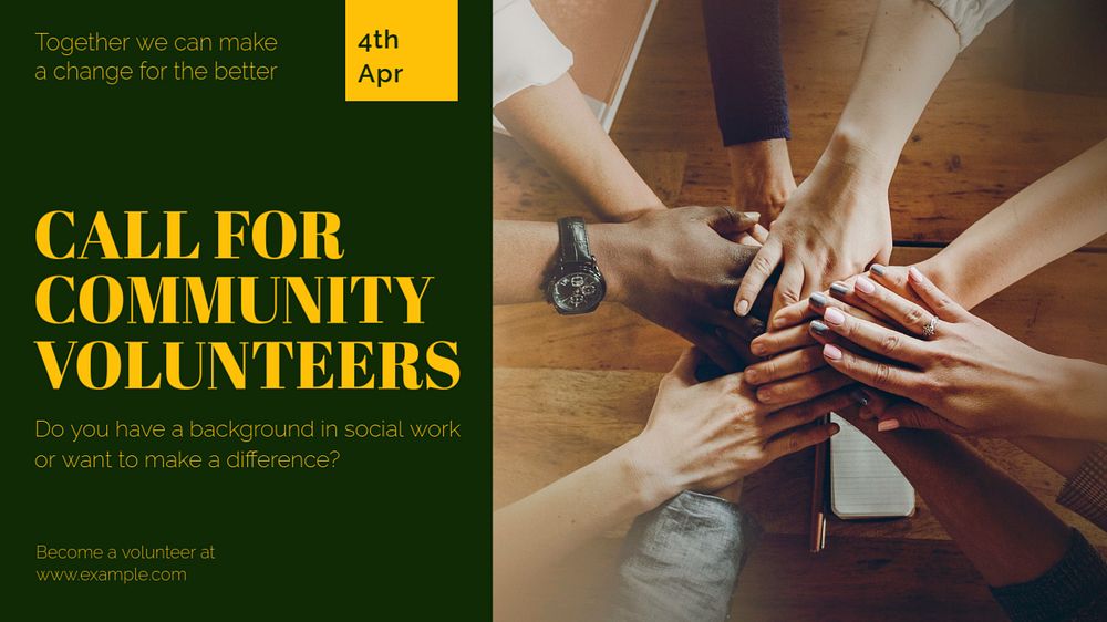 Community volunteers  blog banner template, editable text