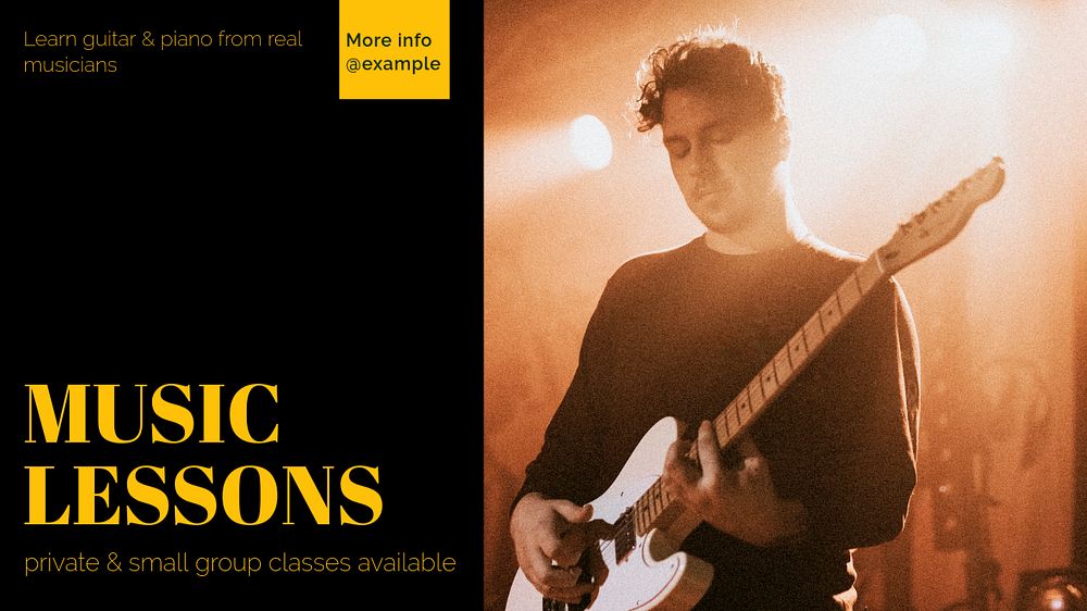 Music lessons  blog banner template, editable text