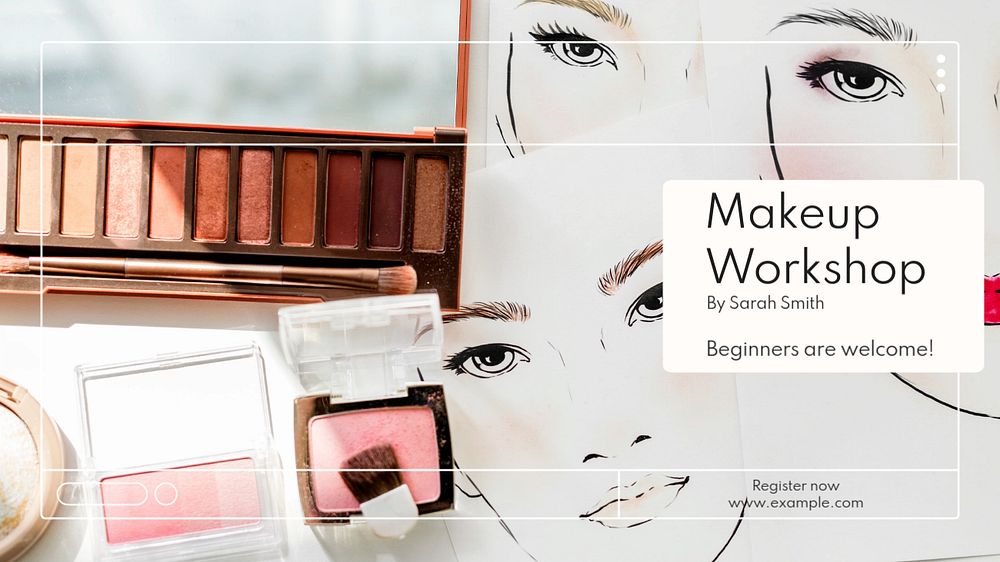 Makeup workshop  blog banner template, editable text