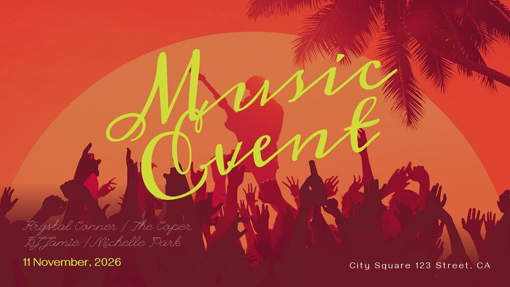 Music event blog banner template, editable text