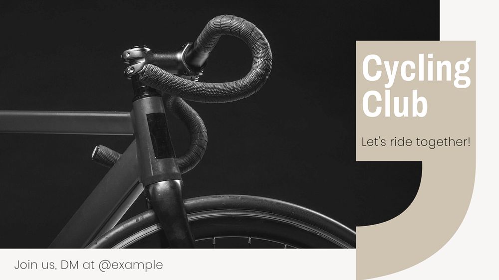 Cycling club  blog banner template, editable text