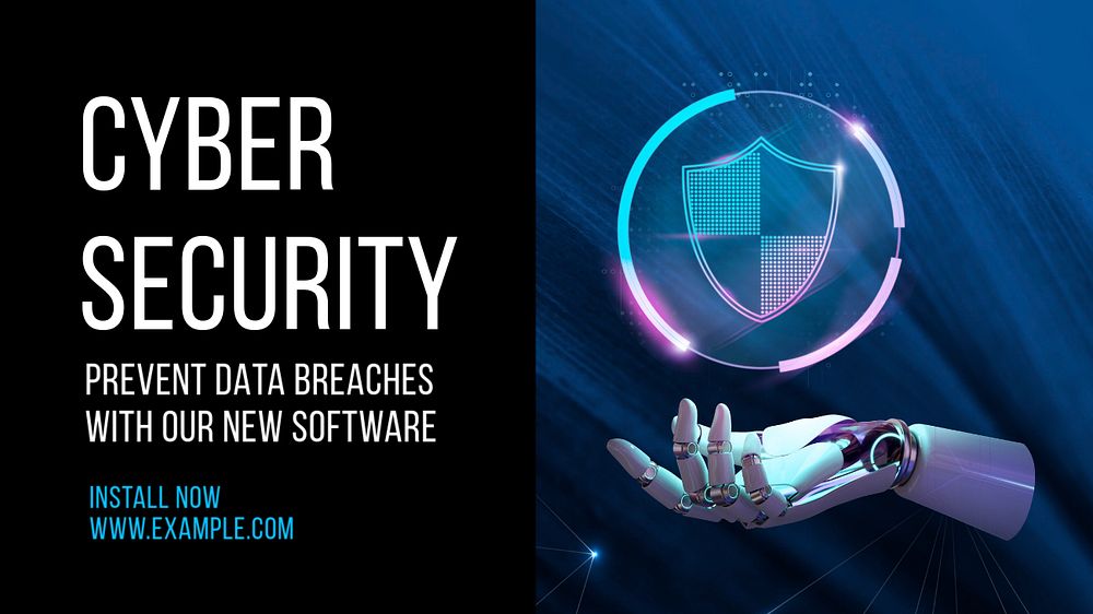 Cyber security  blog banner template, editable text