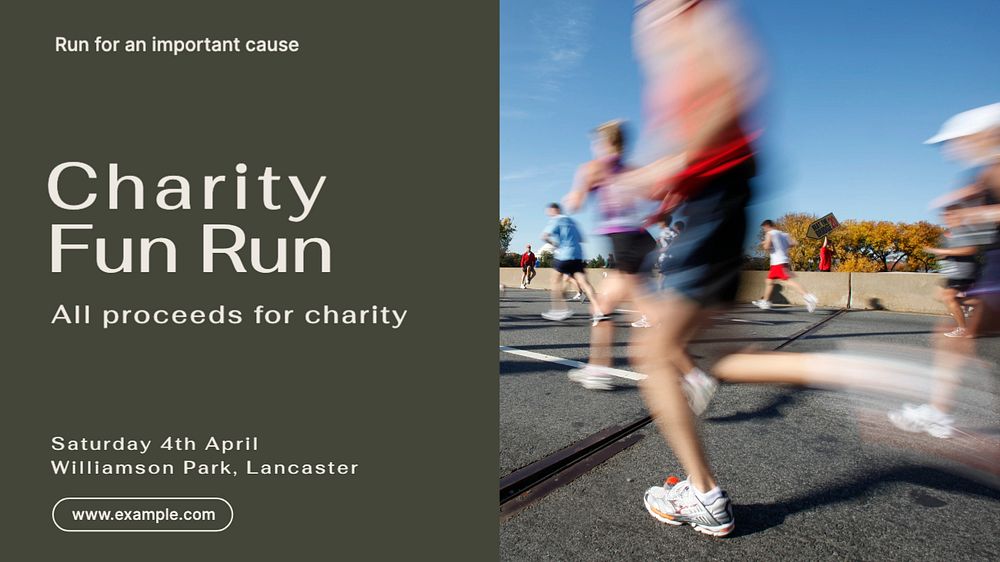 Charity run blog banner template, editable text