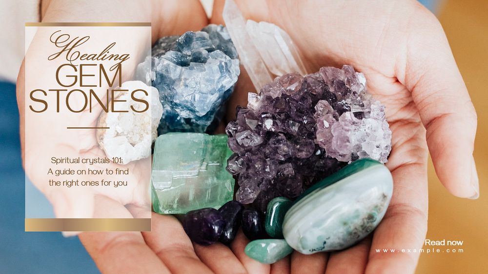 Healing & spiritual gemstones blog banner template, editable text