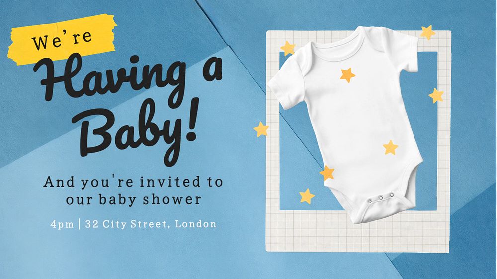 Baby shower blog banner template, editable text