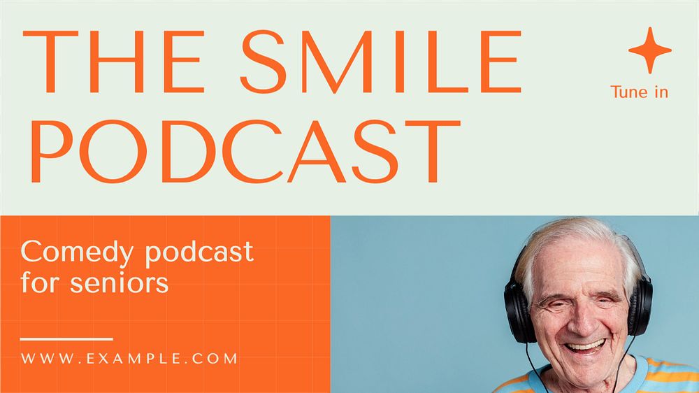 Comedy podcast blog banner template, editable text