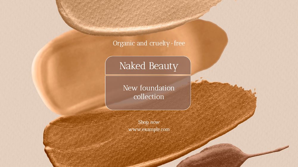 Naked beauty cosmetics blog banner template, editable text