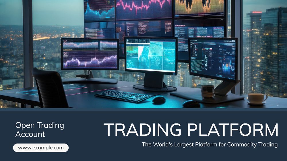 Commodity trading platform blog banner template, editable text