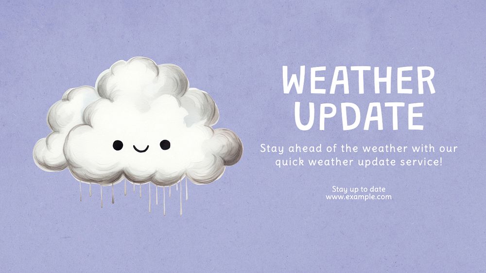 Weather update blog banner template, editable text