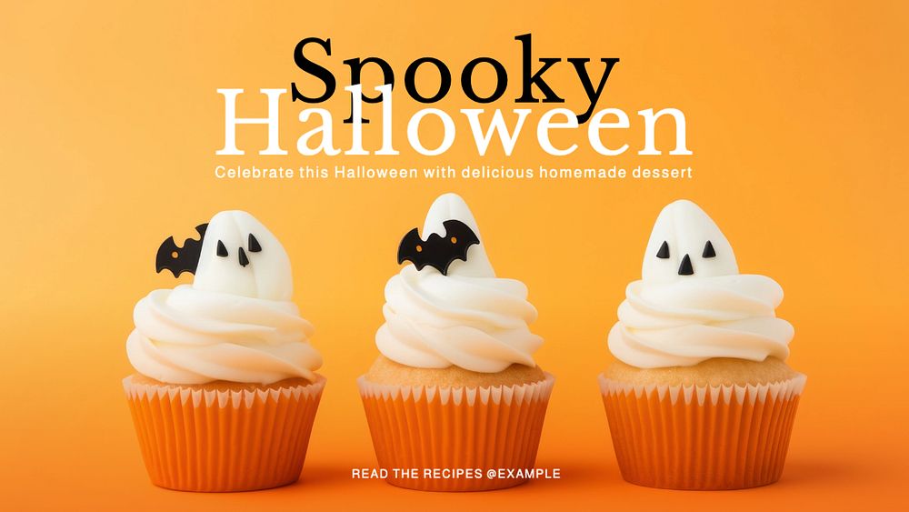 Spooky cookie recipes blog banner template, editable text