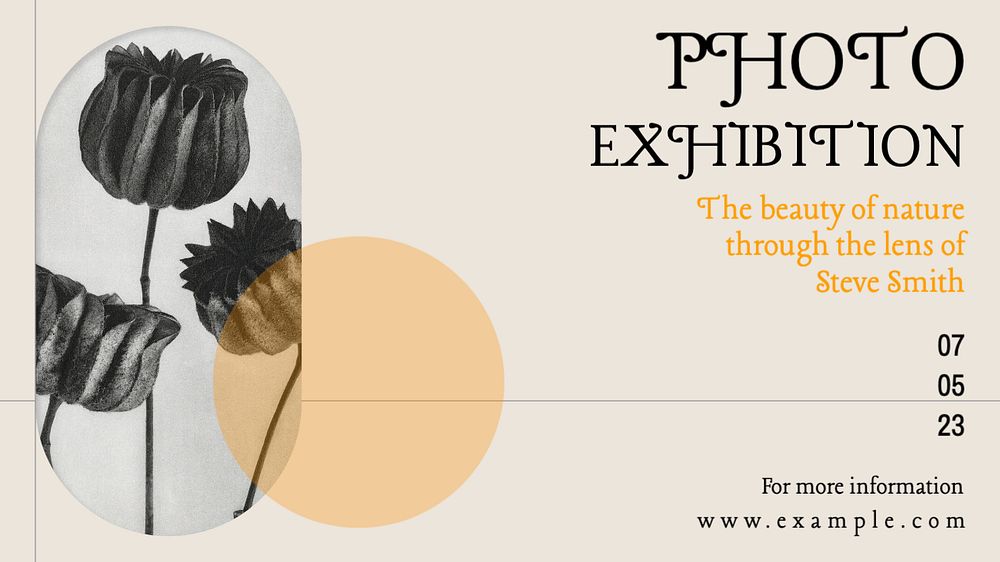 Photo exhibition  blog banner template, editable text