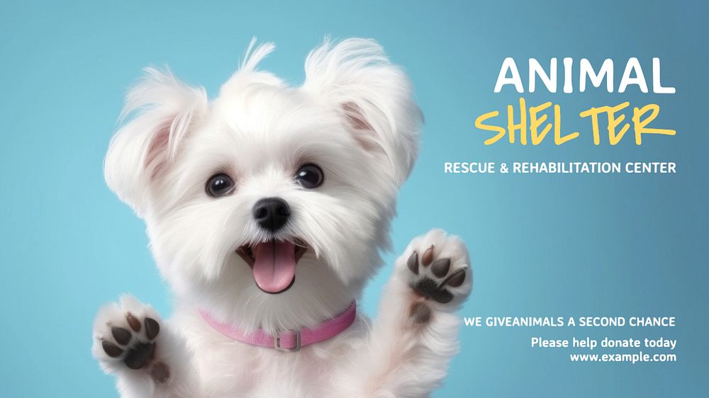 Animal shelter blog banner template, editable text