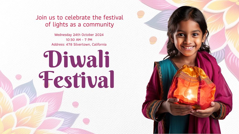 Diwali festival blog banner template, editable text