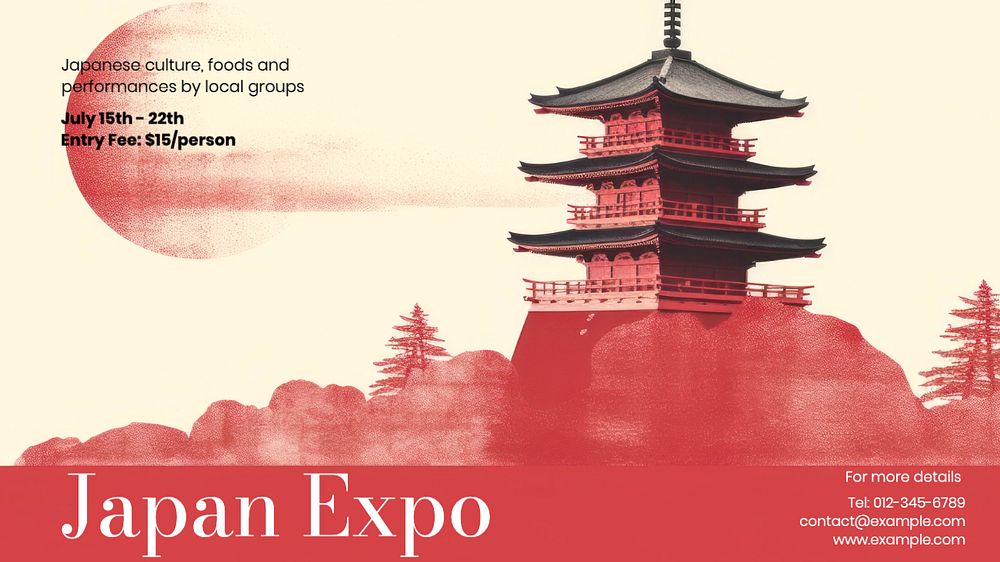 Japan Expo blog banner template, editable text