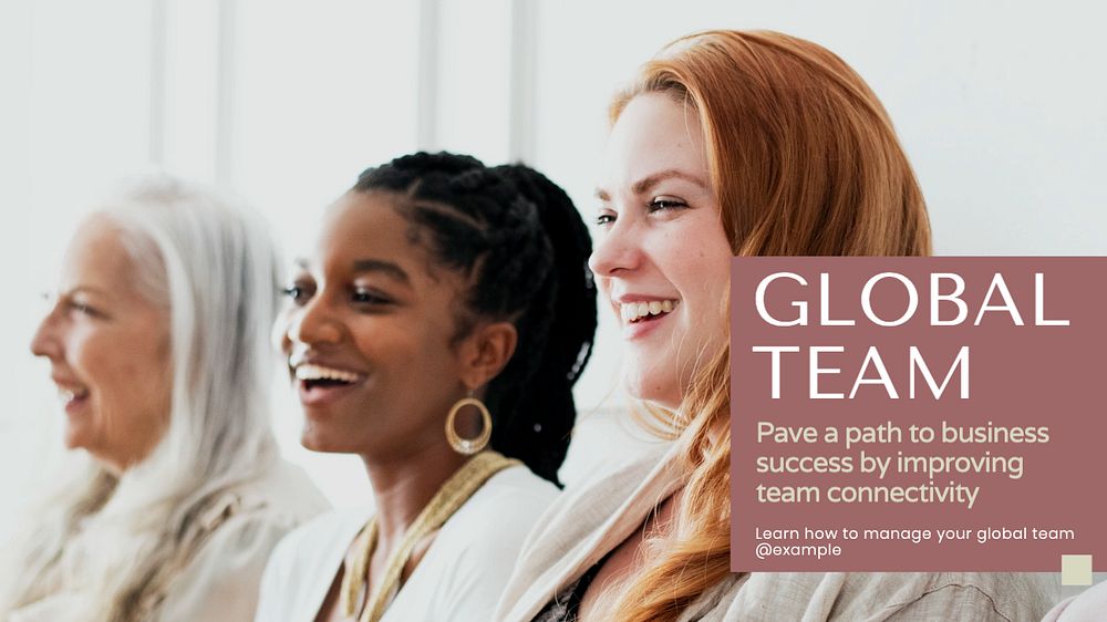 Global team management blog banner template, editable text