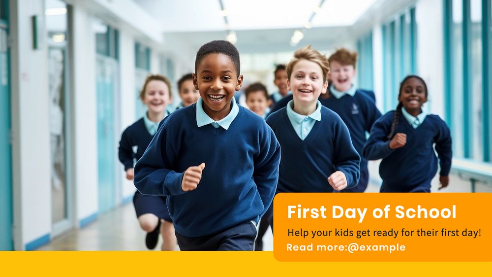 First school day Instagram post template, editable text