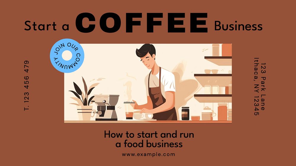 Coffee business blog banner template, editable text