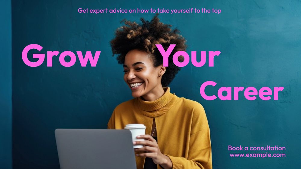 Grow your career blog banner template, editable text