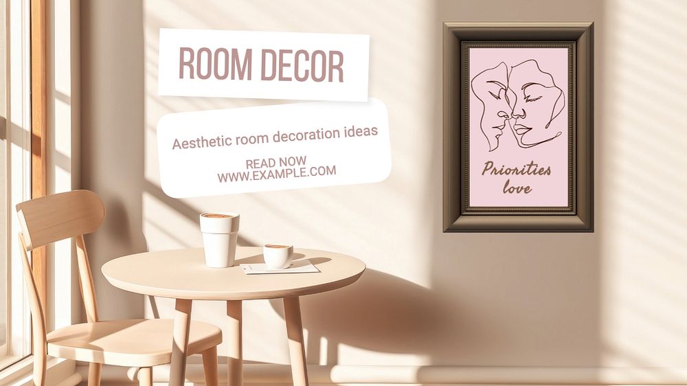 Room decor ideas blog banner template, editable text